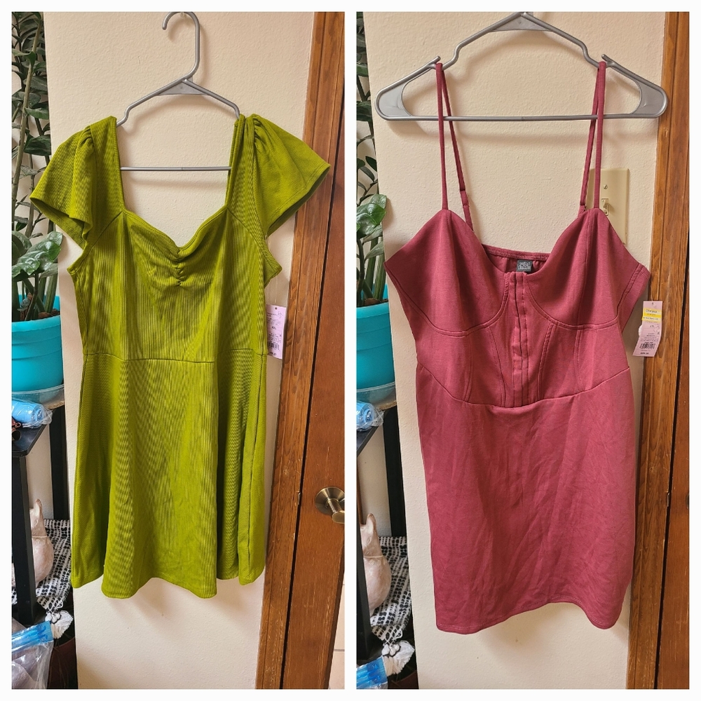 🆕️Bundle of 2 Wild Fable Dresses, Magenta Dress, Lime Green Dress Party